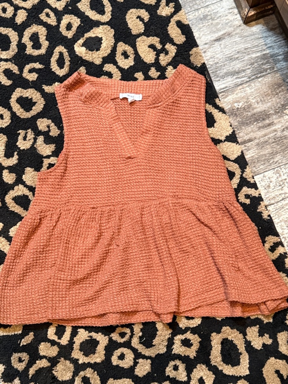 mine Rust Textured Sleeveless Boho Peplum Tank